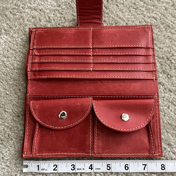 UnoEth Red Leather Clutch Wallet or Travelers insert - Picture 4 of 8